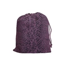 Purple Leather Snakeskin Design Drawstring Pouch (large) by ArtsyWishy