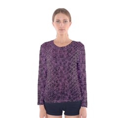 Purple Leather Snakeskin Design Women s Long Sleeve Tee