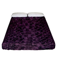 Purple Leather Snakeskin Design Fitted Sheet (queen Size) by ArtsyWishy