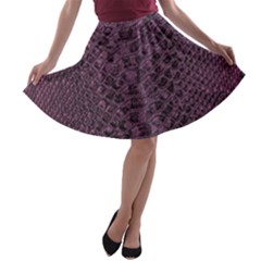 Purple Leather Snakeskin Design A-line Skater Skirt by ArtsyWishy