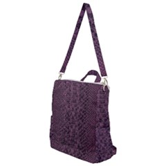 Purple Leather Snakeskin Design Crossbody Backpack by ArtsyWishy