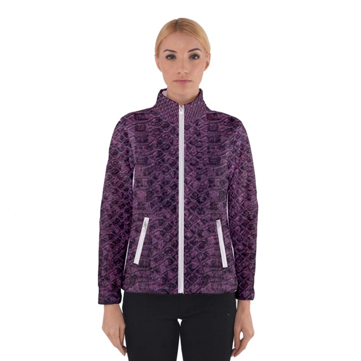 Purple Leather SnakeSkin Design Winter Jacket