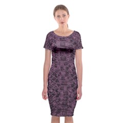 Purple Leather Snakeskin Design Classic Short Sleeve Midi Dress by ArtsyWishy