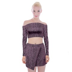 Purple Leather Snakeskin Design Off Shoulder Top With Mini Skirt Set by ArtsyWishy