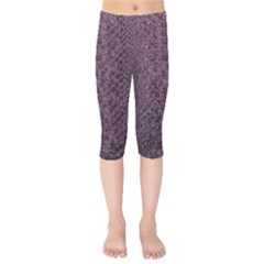 Purple Leather Snakeskin Design Kids  Capri Leggings  by ArtsyWishy