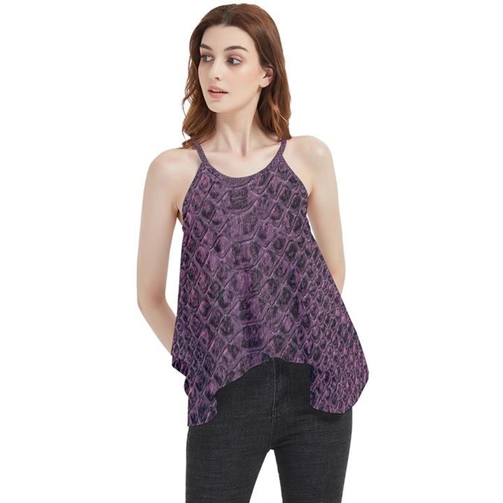 Purple Leather SnakeSkin Design Flowy Camisole Tank Top