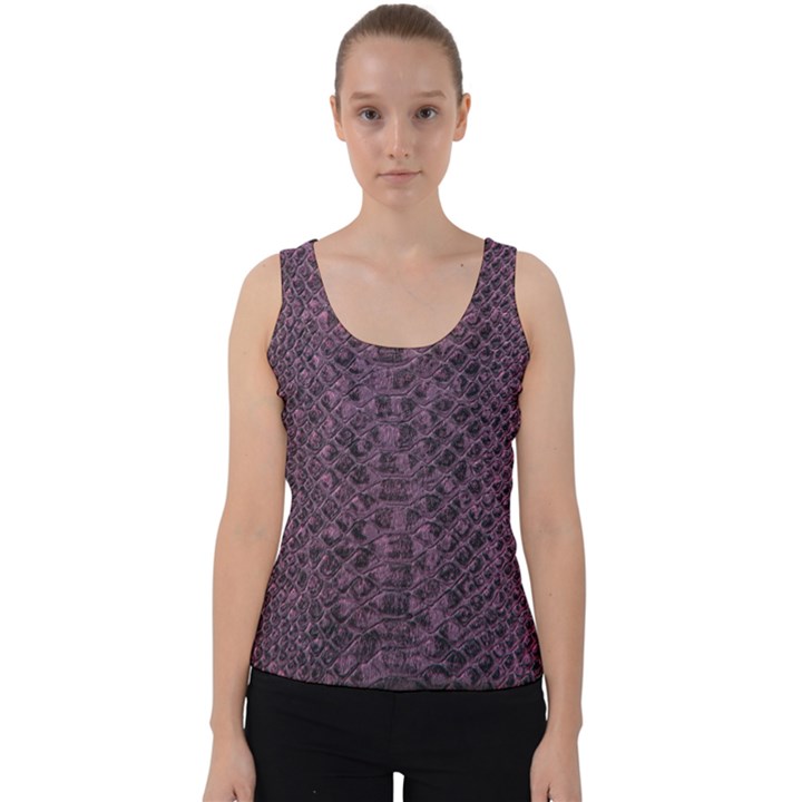 Purple Leather SnakeSkin Design Velvet Tank Top