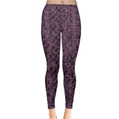 Purple Leather Snakeskin Design Inside Out Leggings by ArtsyWishy