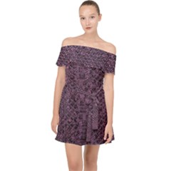 Purple Leather Snakeskin Design Off Shoulder Chiffon Dress by ArtsyWishy