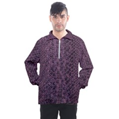 Purple Leather Snakeskin Design Men s Half Zip Pullover