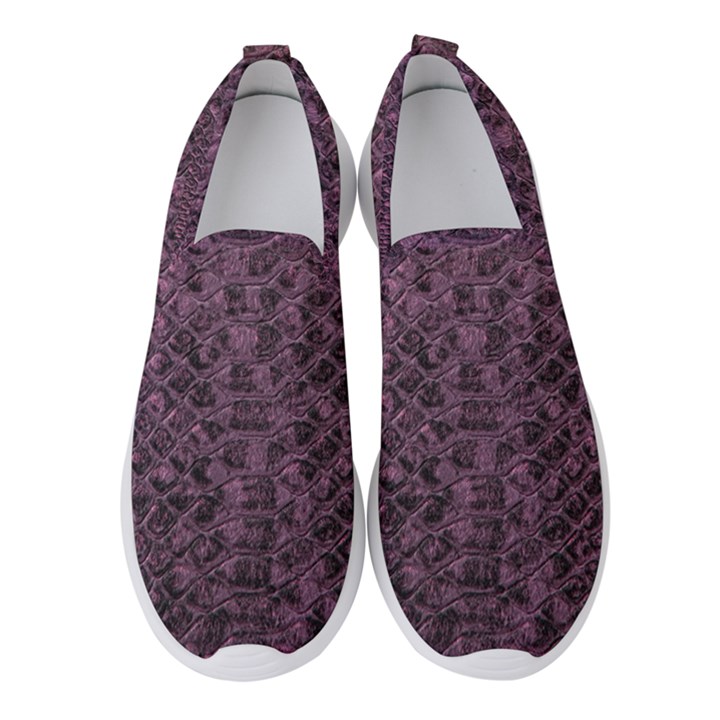 Purple Leather SnakeSkin Design Women s Slip On Sneakers