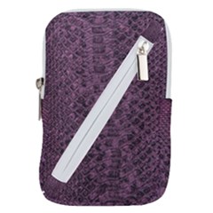 Purple Leather Snakeskin Design Belt Pouch Bag (small) by ArtsyWishy