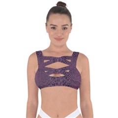 Purple Leather Snakeskin Design Bandaged Up Bikini Top