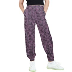 Purple Leather Snakeskin Design Kids  Elastic Waist Pants by ArtsyWishy