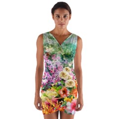 Forest Flowers  Wrap Front Bodycon Dress