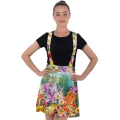 Forest Flowers  Velvet Suspender Skater Skirt