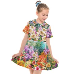 Forest Flowers  Kids  Short Sleeve Shirt Dress