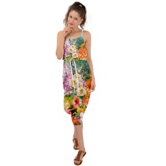 Forest Flowers  Waist Tie Cover Up Chiffon Dress