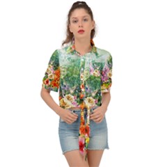 Forest Flowers  Tie Front Shirt 