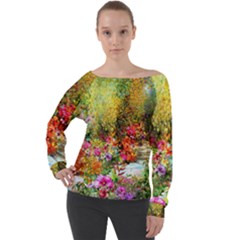 Forest Flowers  Off Shoulder Long Sleeve Velour Top by ArtsyWishy