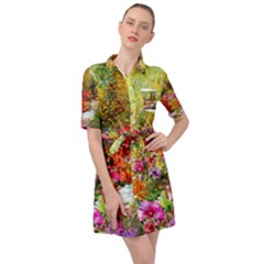 Forest Flowers  Belted Shirt Dress