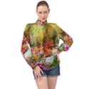 Forest Flowers  High Neck Long Sleeve Chiffon Top View1