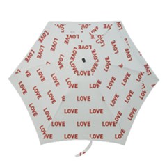 Flower Decorated Love Text Motif Print Pattern Mini Folding Umbrellas by dflcprintsclothing