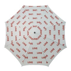 Flower Decorated Love Text Motif Print Pattern Golf Umbrellas