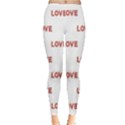 Flower Decorated Love Text Motif Print Pattern Leggings  View1