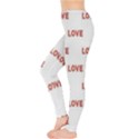 Flower Decorated Love Text Motif Print Pattern Leggings  View3