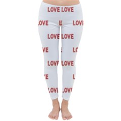 Flower Decorated Love Text Motif Print Pattern Classic Winter Leggings