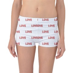 Flower Decorated Love Text Motif Print Pattern Boyleg Bikini Bottoms by dflcprintsclothing