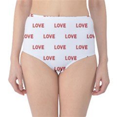 Flower Decorated Love Text Motif Print Pattern Classic High-waist Bikini Bottoms by dflcprintsclothing