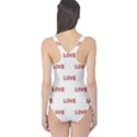 Flower Decorated Love Text Motif Print Pattern One Piece Swimsuit View2