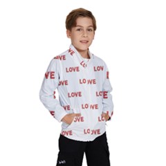 Flower Decorated Love Text Motif Print Pattern Kids  Windbreaker by dflcprintsclothing