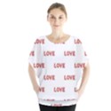 Flower Decorated Love Text Motif Print Pattern Batwing Chiffon Blouse View1