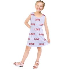 Flower Decorated Love Text Motif Print Pattern Kids  Tunic Dress by dflcprintsclothing