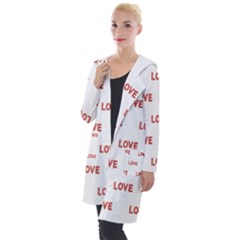 Flower Decorated Love Text Motif Print Pattern Hooded Pocket Cardigan by dflcprintsclothing