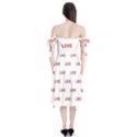 Flower Decorated Love Text Motif Print Pattern Shoulder Tie Bardot Midi Dress View2