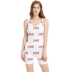 Flower Decorated Love Text Motif Print Pattern Women s Wrestling Singlet by dflcprintsclothing