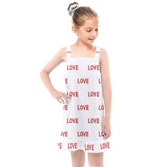 Flower Decorated Love Text Motif Print Pattern Kids  Overall Dress by dflcprintsclothing