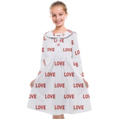 Flower Decorated Love Text Motif Print Pattern Kids  Midi Sailor Dress by dflcprintsclothing