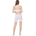 Flower Decorated Love Text Motif Print Pattern Stretch Shorts and Tube Top Set View2