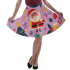 Merry Exmas Merry Exmas A-line Skater Skirt by designsbymallika