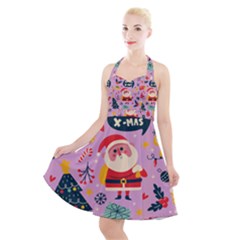 Merry Exmas Merry Exmas Halter Party Swing Dress  by designsbymallika