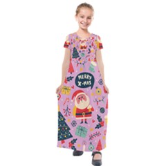 Merry Exmas Merry Exmas Kids  Short Sleeve Maxi Dress by designsbymallika