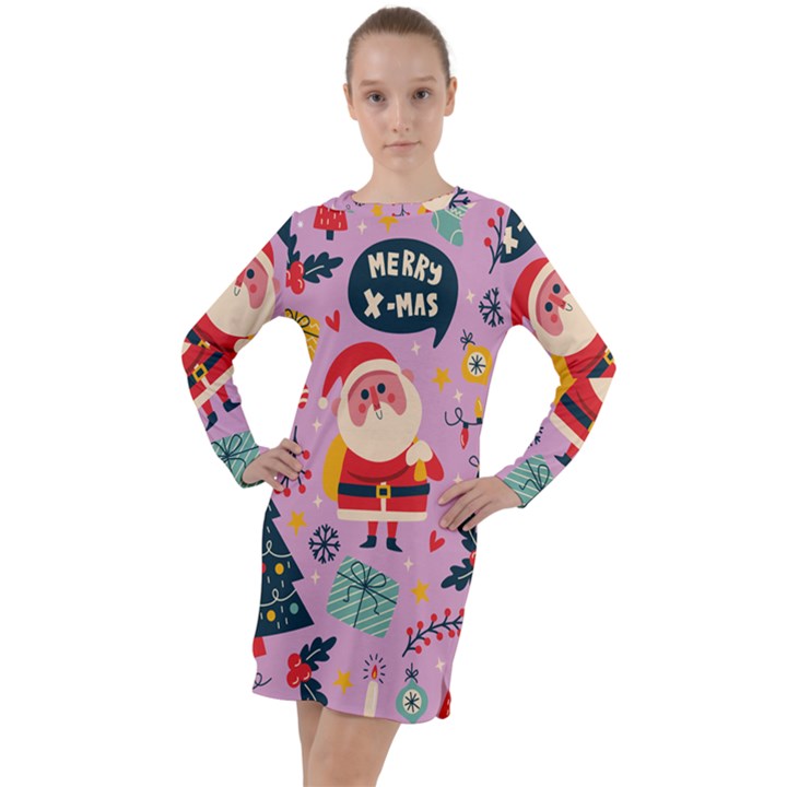 Merry Exmas Merry Exmas Long Sleeve Hoodie Dress