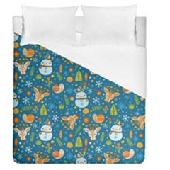 Snowman Deer Snowman Deer Duvet Cover (queen Size)