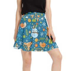 Snowman Deer Snowman Deer Waistband Skirt by designsbymallika