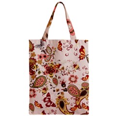 Red Floral Baatik Print Red Floral Baatik Print Zipper Classic Tote Bag by designsbymallika